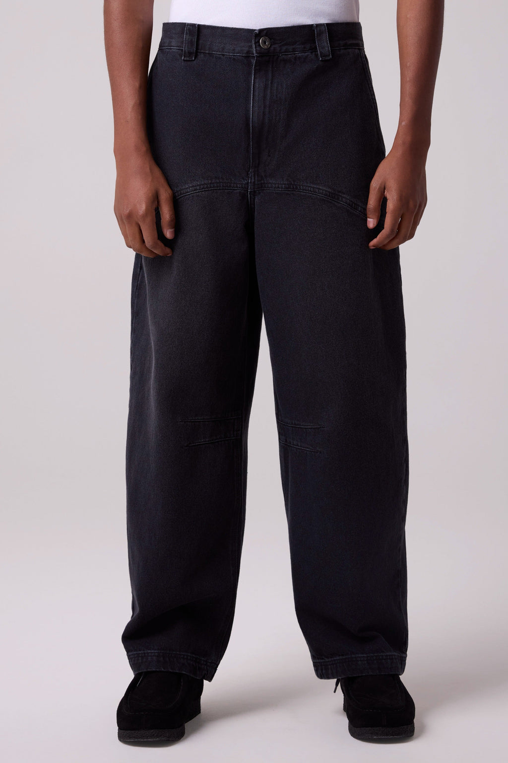 BAGGY DENIM PANTS CURVE LINE