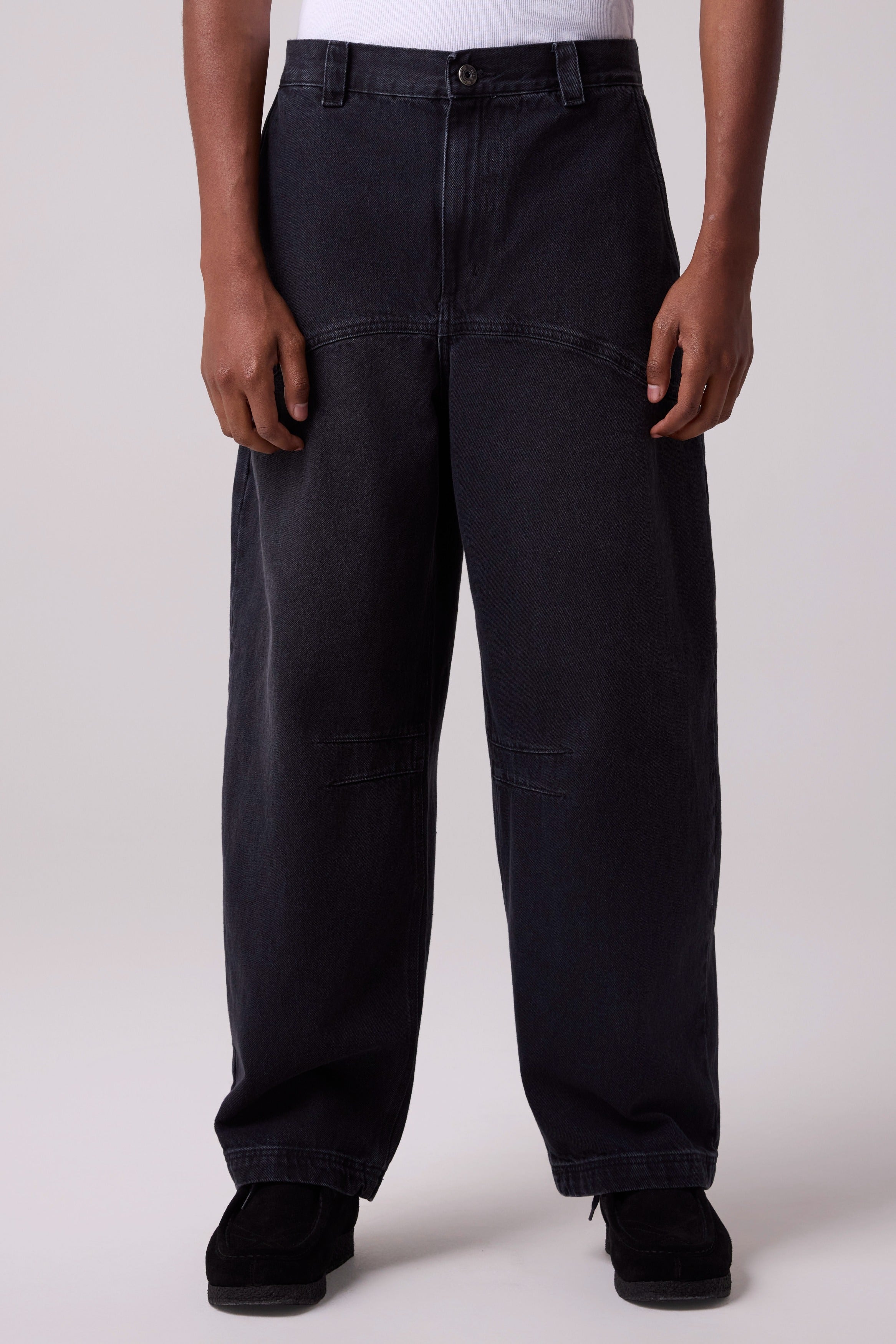 BAGGY DENIM PANTS CURVE LINE