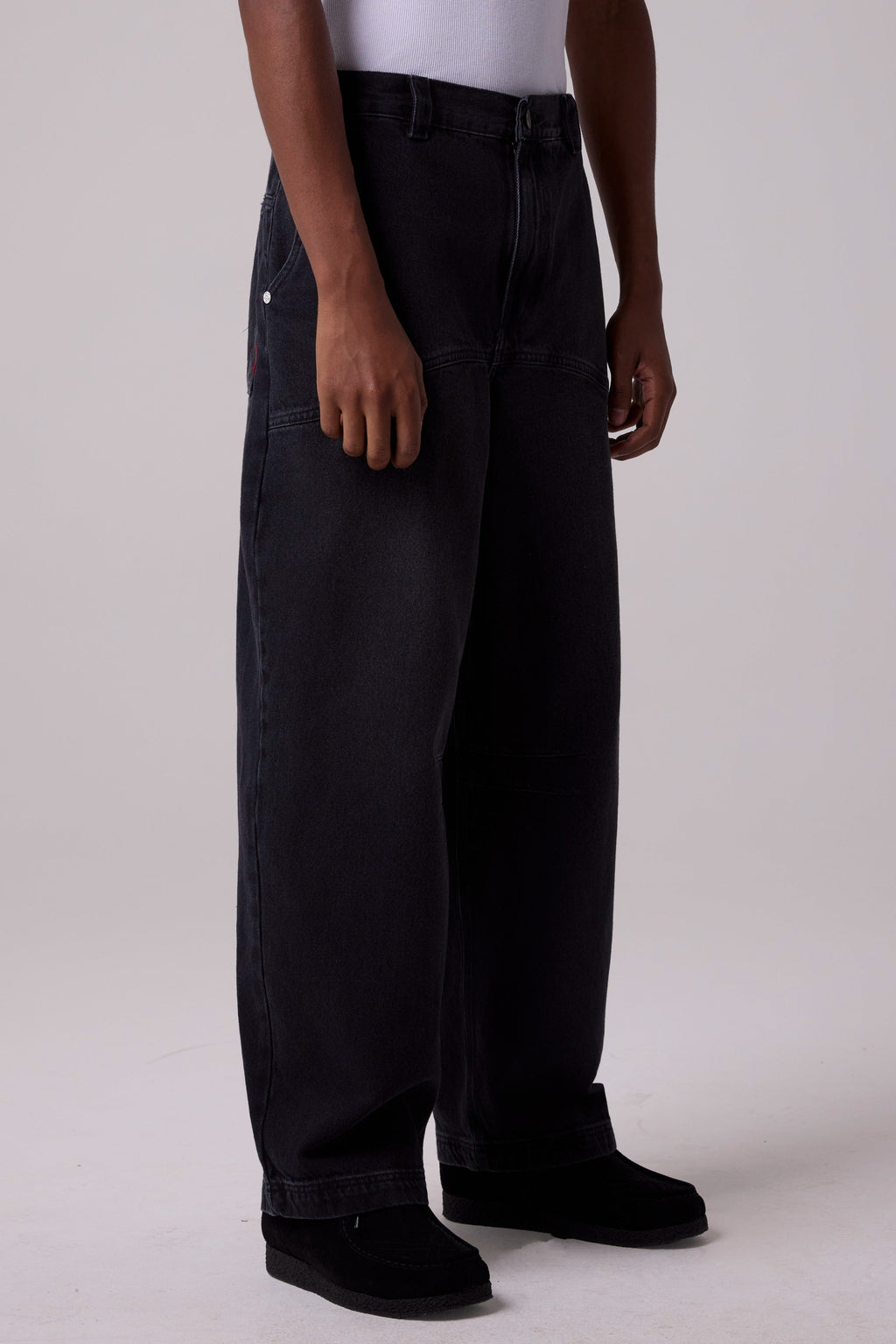 BAGGY DENIM PANTS CURVE LINE