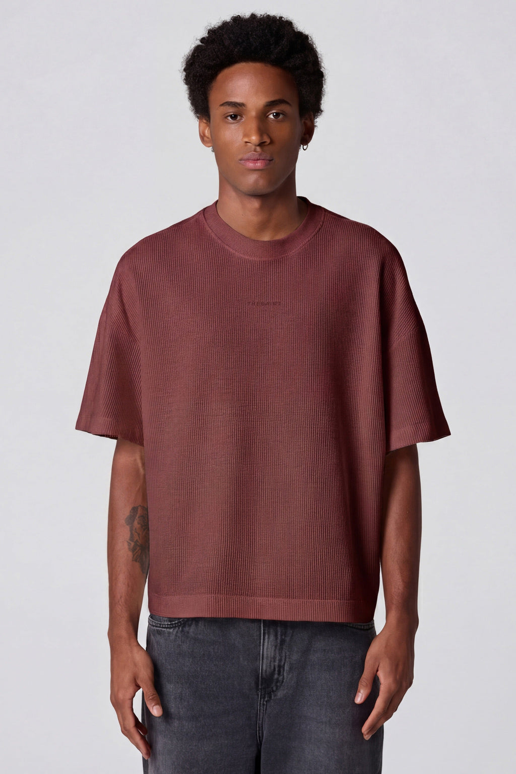 T-SHIRT WIDE BOXY WAFFLE SOLID 