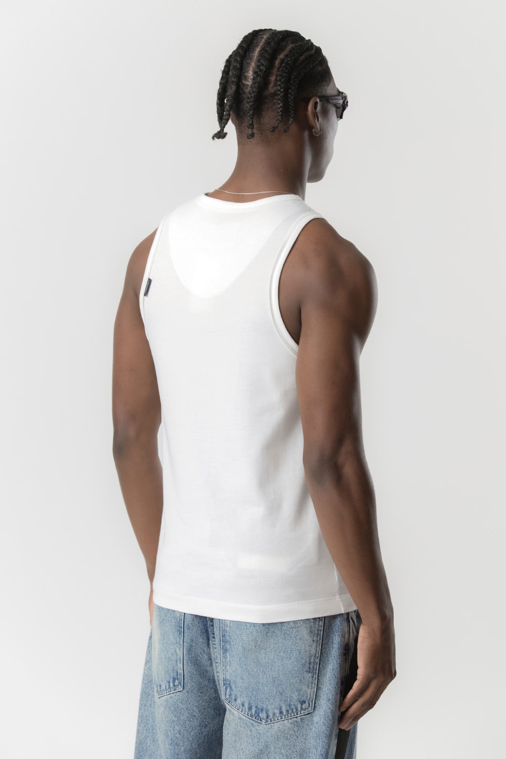 TANK TOP SLIM THESAINT EMBROIDERY - BLACK