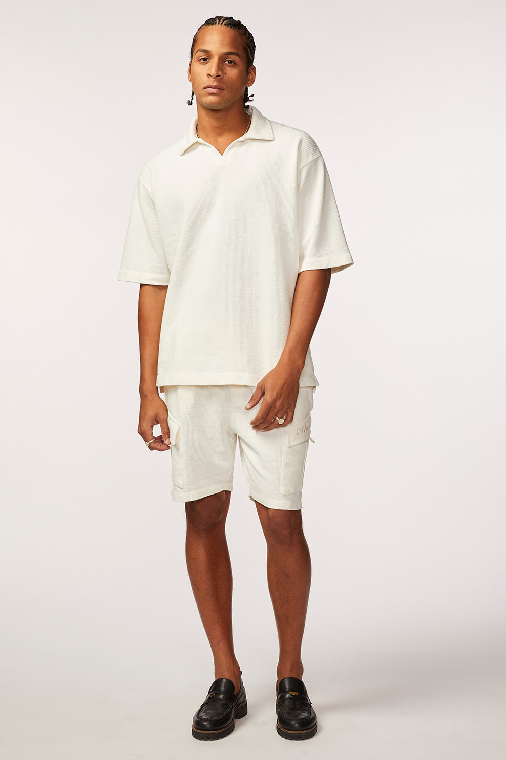 SHORTS CARGO KNIT - OFF WHITE
