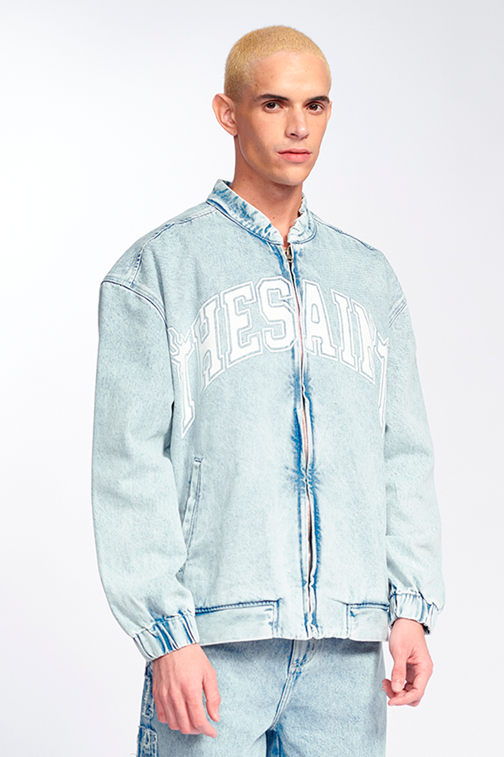 BOMBER JEANS SILK THE SAINT AZUL