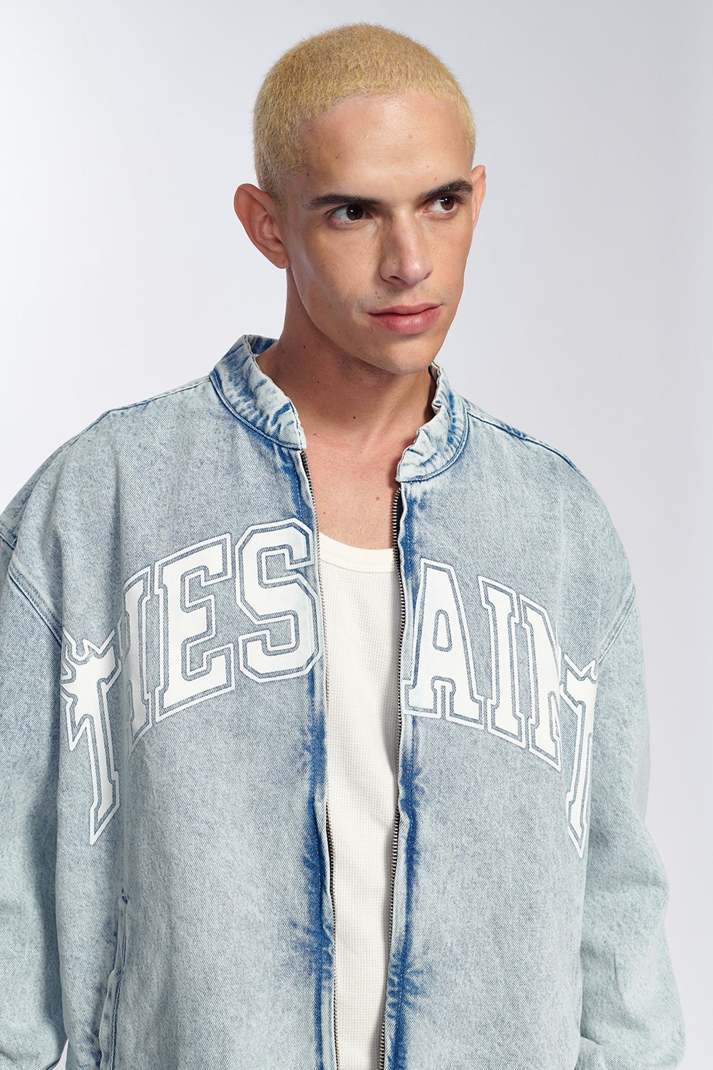 BOMBER JEANS SILK THE SAINT AZUL