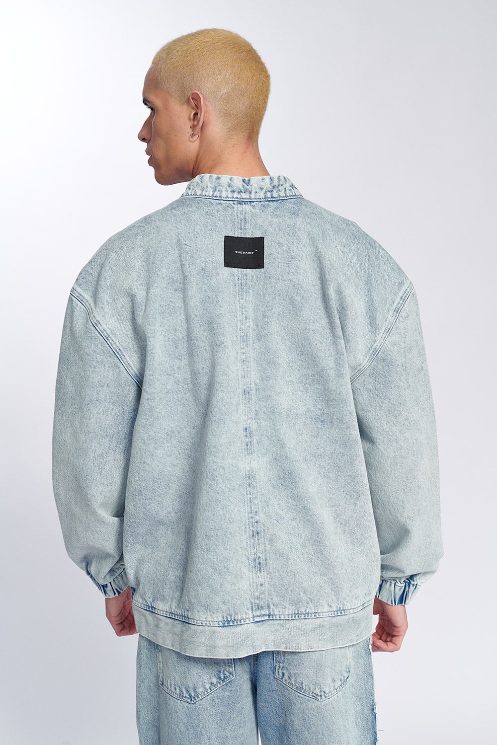 BOMBER JEANS SILK THE SAINT AZUL